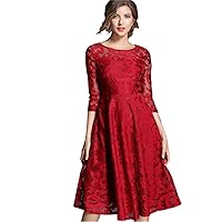 Formal Gowns and Evening Dresses for Women Cocktail Party Plus Size O-Neck Lace Vestidos