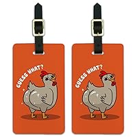 Guess What Chicken Butt Funny Luggage ID Tags Suitcase Carry-On Cards - Set of 2