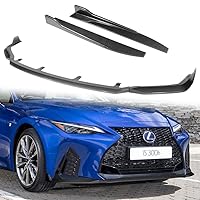 Q1-TECH, 5-Piece Front Bumper Lip + Side Skirt Rocker Winglet Canard Diffuser Wing Compatible with 2021-2022 Lexus IS350 / IS500 F-Sport Only, Front Lip Spoiler Splitter ABS (Painted Carbon)
