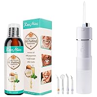 GENKENT Coconut Oil Puling Mouthwash and White Water Flosser Travel Bag Combo: The Ultimate Dental Care Kit