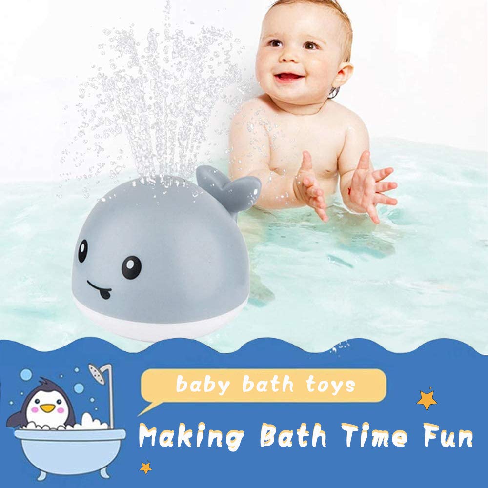 Gigilli Baby Bath Toys, Rechargeable Baby Toys Whale, Light Up Bath Toys, Sprinkler Bathtub Toys for Toddlers Infant Kids Boys Girls, Spray Water Bath Toy, Pool Bathroom Baby Toy