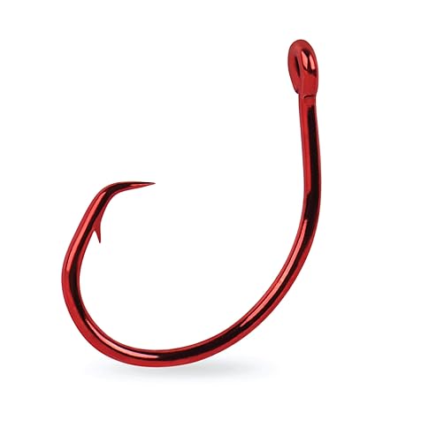 Demon Perfect Circle, in-Line 1X Fine Wire - Red-Size 5/0 - Pack of 10