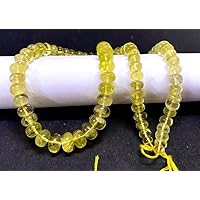 Natural Lemon Topaz rondelle Smooth Beads 6x8 18 inch Long String Jewelry Making Gemstone Beads for Necklace Bracelet