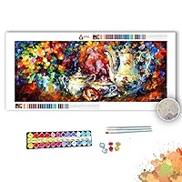 afremov Tea Party - Paint by Numbers Kit by Leonid Painting - Acrylic Paints, Magnifier, and Brushes for Adults and Kids Beginner (60 * 115cm/24 * 46inch DIY Frame)