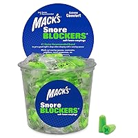Mack's Snore Blockers Soft Foam Earplugs, 100 Pair Tub – Individually Wrapped – 32 dB High NRR, 37 dB SNR – Comfortable Ear Plugs for Sleeping, Snoring, Loud Noise and Travel
