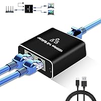 NEWCARE RJ45 Ethernet Splitter 1 to 2 Out, 1000Mbps Network Splitter with USB Power Cable, Gigabit LAN Internet Splitter Connector for Cat 5/5e/6/7/8, Support Two Devices Working Simultaneously