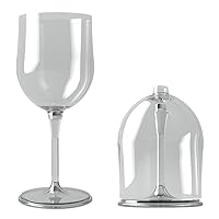 Portable Collapsible Plastic Wine Glass (BPA Free) with a Safety Carrier 1pcs (Transparent)