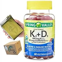 Spring Valley Non GMO K2 and D3 Vegetarian Gummies, Mixed Berry, 50 mcg (2000 IU), 60 Count + Ovidac-Box.