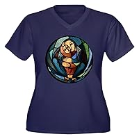Women's Plus VNCK Drk T-Shirt Stained Glass Mother and Child