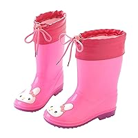 Toddlers Children Rain Shoes Boys And Girls Water Shoes Rabbit Cartoon Character Rain Shoes With Warm Baby Heels Shoes