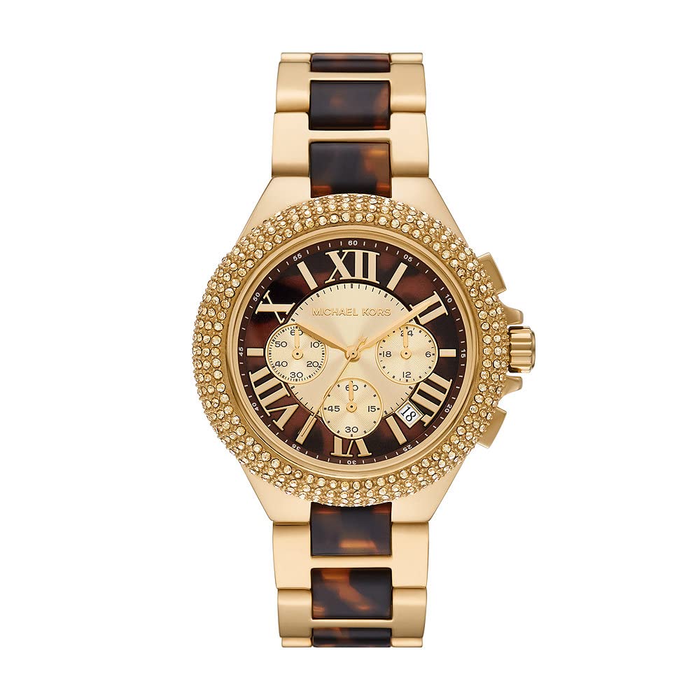 Michael Kors Uhr für Frauen Camille, Chronograph-Uhrwerk, Edelstahl-Uhr mit Einer 43 mm Gehäusegröße