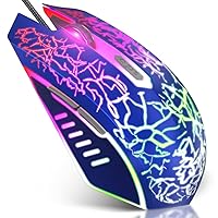 VersionTECH. Wired Gaming Mouse, Ergonomic USB Optical Mouse Mice with Chroma RGB Backlit, 1200 to 3600 DPI for Laptop PC Computer Games & Work – Blue