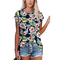 XIEERDUO T Shirts for Women Loose Fit Cap Sleeve T Shirts with Pocket for Women