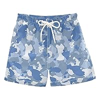 Blue Navy Camo Boys Swim Trunks Baby Kids Swimwear Swim Beach Shorts Board Shorts Swimming Essentials,2T