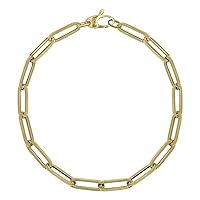 10K Yellow Gold 4.2MM Dainty Paperclip Bracelet With Lobster Clasp