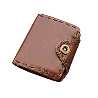 Men's Genuine Oil Leather Wallet Short Snap Card Holder Vintage Bag