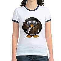 Jr. Ringer T-Shirt Little Round Penguin-Airplane Jet Pilot-Navy/White