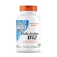 Fully Active B12 1500 mcg, Non-GMO, Vegan, Gluten Free, Supports Healthy Memory, Mood and Circulation, 60 Count