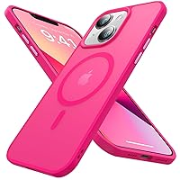 Magnetic for iPhone 13 Case & iPhone 14 Case [Compatible with MagSafe] [10FT Military Grade Drop Tested] Protective Shockproof Slim Translucent Matte Phone Case for iPhone 14/13, Hot Pink