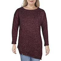 Rachel Womens Asymmetric Zip Pullover Sweater Purple 0X