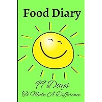 Food Diary - 99 Days To Make A Difference: Food Logging, Calorie Counting, Weight Loss Tracker, Daily Steps Taken Logbook, Water Intake Tracking, Slimming Journal - Sunshine Green