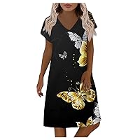 Women's Dresses 2023 Casual Sexy Printing Fashion V-Neck Short Sleeve Loose Long Dress Dresses Summer