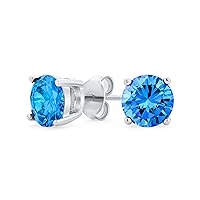 1Ct Round Cubic Zirconia Brilliant Cut Solitaire AAA CZ Stud Earrings For Women Sterling Silver Birth Month Colors 7MM