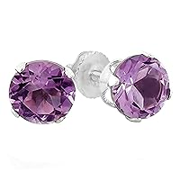 Dazzlingrock Collection 6.1mm Each Round Amethyst Screw-back or Push-back Stud Earrings for Women in 925 Sterling Silver (1.60 ctw, Color Purple, Clarity Moderately Included)