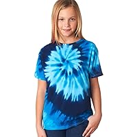 Gildan Tie Dye Kids' Cotton Wave Simple Tee Shirt 94B L Blue Tide