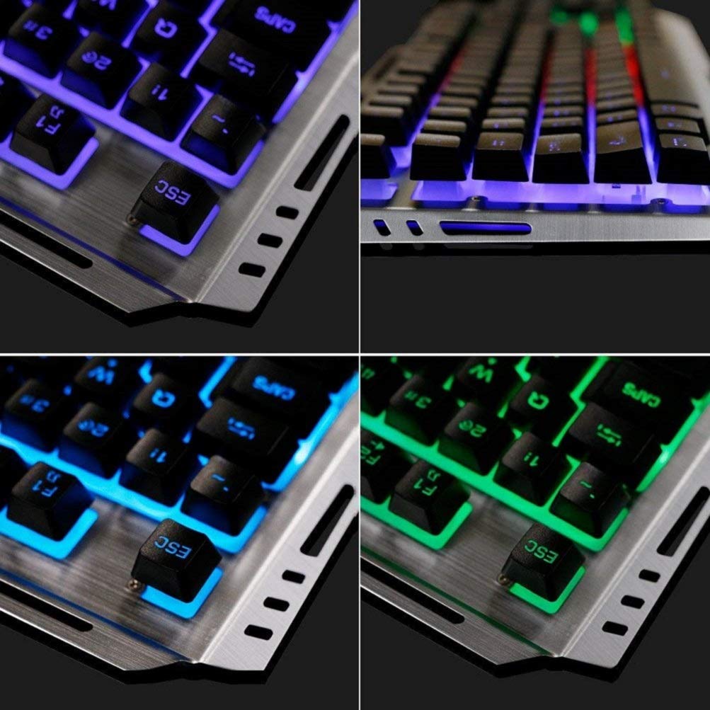 Keyboard and Mouse Combo for Gaming,Color Changing Keyboard Metal Framed,LED Backlit Gaming Keyboad,USB PC Mouse Keyboard for Gaming,RGB Keyboard Mouse,Lighted Keyboard,for Xbox PS4 Gamer
