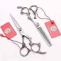 Professional Hairdressing Scissors Set, 6.0Inchtextured Scissors Set, Barber Hair Cutting & Thinning Shears, Sharp and Durable, for Men, Women and Kids,6.0