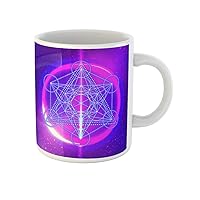 Coffee Mug Metatrons Cube Flower of Life Sacred Geometry Abstract Good 11 Oz Ceramic Tea Cup Mugs Best Gift Or Souvenir For Family Friends Coworkers