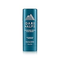 Oars + Alps Face Wash with Activated Charcoal, Dermatologist Tested Exfoliating Facial Cleanser, Travel Size, 1.2 Oz