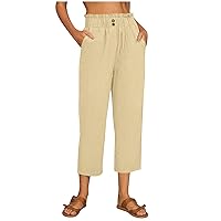 SNKSDGM Womens Wide Leg Cotton Linen Pants 2024 Summer High Waist Palazzo Pants Pleated Loose Fit Flowy Trouser with Pockets