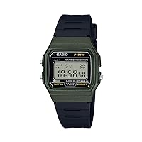 Casio F91W Series Classic Quartz Watch Water Resistant 1/100 Second Stopwatch Daily Alarm Hourly Time Signal Auto Calendar SS Case Back 12/24 Hour Format