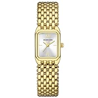 GOLDEN HOUR Vintage Rectangle Bracelet Watch for Women, Gold Tone, Dainty Style