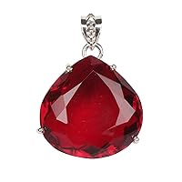 GEMHUB Red Topaz Gemstone 90 Carat Fine Pear Cut 925 Sterling Silver Pendant Without Chain For Gift Women/Girls