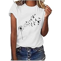 Fashion Shirts for Women Summer Casual Short-Sleeve Graphic Tees 2024 Stylish Funny Printed Cute Shirts Blouses Tops