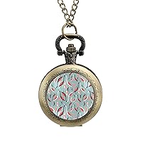 Herons Blue Pocket Watch with Chain Vintage Pocket Watches Pendant Necklace Birthday Xmas