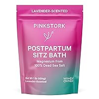 Pink Stork Postpartum Sitz Bath Soak: Dead Sea Salt for Perineal Care & Cleansing, Postpartum Recovery, Labor & Delivery Essentials, Postpartum Essentials, Women-Owned, Lavender Scented, 16 oz