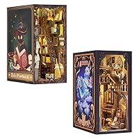 FSOLIS DIY Book Nook Kit, DIY Miniatures Kit Booknook Magic Book Nooks with This 3D Wooden Puzzle Decorative Bookends Dollhouse Kit for Book Decor Book Nook Kits for Adults