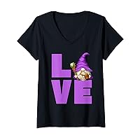 Womens Purple Wizard Gnome For Women Magician Girls Love Cosplay V-Neck T-Shirt