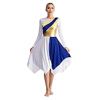 iiniim Womens Color Block Lyrical Praise Dance Dress Liturgical Dancewear Church Dance Attire Costume