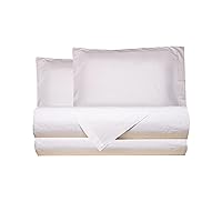 100% Pure Cotton Percale Double Bed Sheet Set with Pillowcases 3 Shuttlecocks Made in Italy White