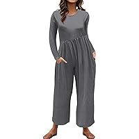 SNKSDGM Women's Scoop Neck Sleeveless Jumpsuits Lounge Cotton Linen Straps Fit And Flare Pant Overalls with Pockets