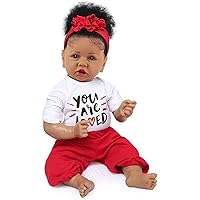 ZIQUE Black Reborn Baby Doll Saskia, 20 Inch Realistic African American Reborn Baby Doll That Look Real,Best Gift for Kids 3+