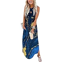 Womens Summer Dress Beach Spandex Dresses Off The Shoulder Dress Staggered Sleeveless Printed Dress(Q-B,XX-Large)