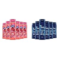 Body Wash Pack of 6, Cherry Blossom and Men's Cedarwood, 18 Oz, With Vitamin E and 10X More Moisturizers