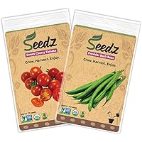 Bundle & Save! - Organic Sweet Cherry Tomato Seeds (APPR. 75) & Provider Bush Bean Seeds (APPR. 125), Certified Organic, Non GMO, Non Hybrid, USA