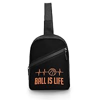 Basketball Heartbeat Sling Backpack Crossbody Shoulder Bag Casual Chest Bag Travel Hiking Daypack